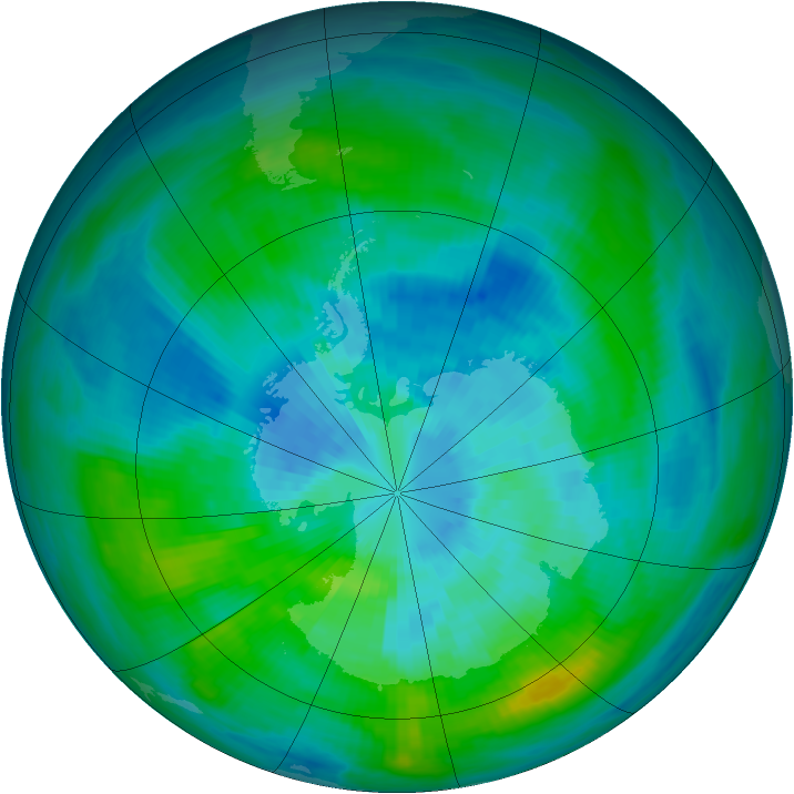 Antarctic ozone map for 22 March 1982